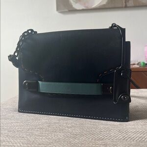 Coach signature Genuine Glovetanned Leather chain shoulder Bag w/ wit